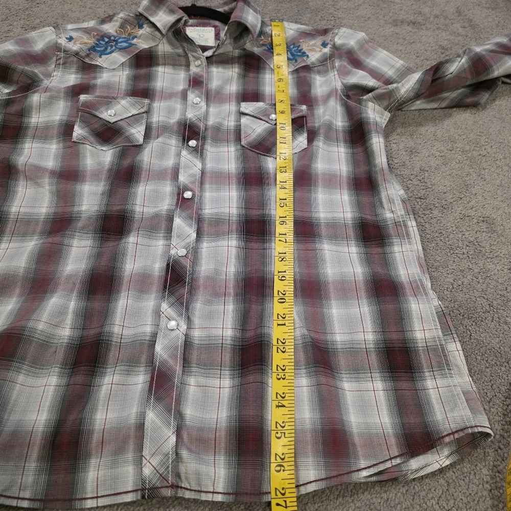 VTG Panhandle Shirt Women's Large‎ Plaid Button-Up Shirt with Floral Embroidery - Picture 9 of 10